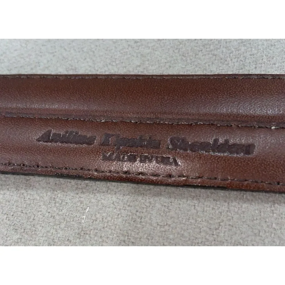 JOHNSTON & MURPHY Aniline Klipskin Shoulders Leather Brown Belt w/Buckle Size 44